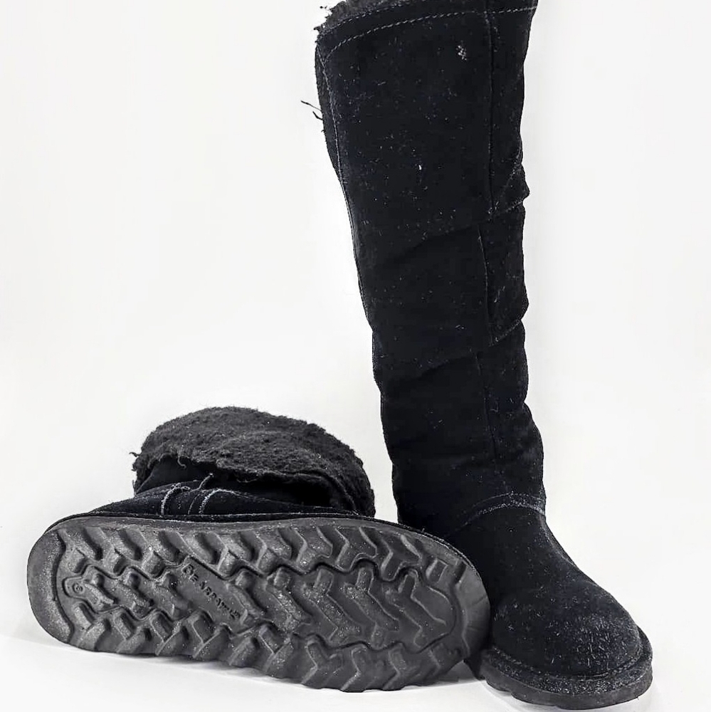 Black Suede Bearpaw Tall Boots - Picture 2 of 6
